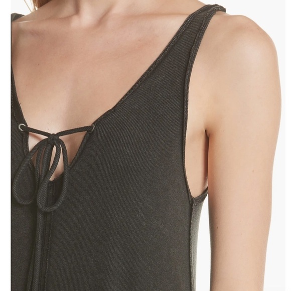 We the Free Scarlett Tie Front Hi Lo Tank Top Black Acid Wash Womens Size Medium - Picture 2 of 16